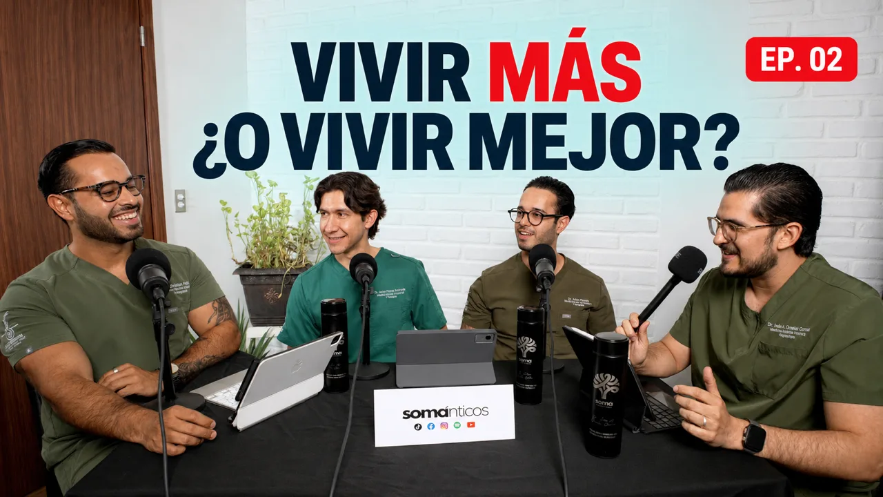 Los cuatro médicos de Sománticos durante el episodio sobre longevidad y calidad de vida